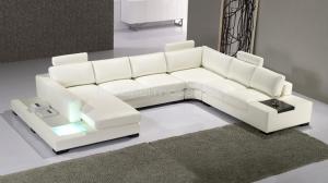 canapé d'angle cuir blanc design